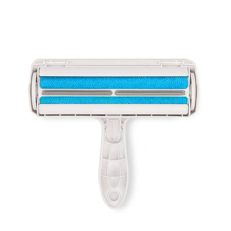 Rouleau anti-poils Nidofé Velours bleu et blanc, vu de face.