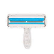 Rouleau anti-poils Nidofé Velours bleu et blanc, vu de face.