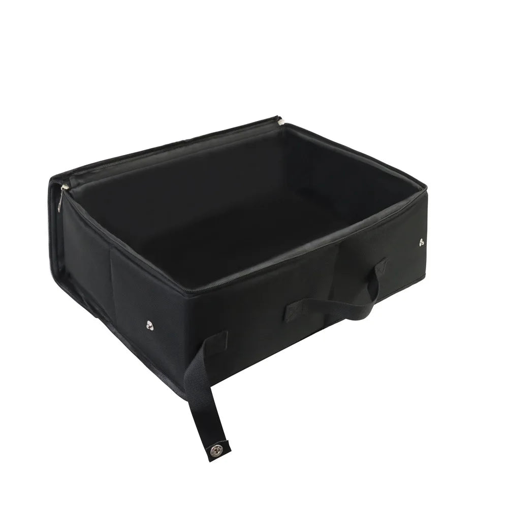 Bac à litière pliable Nidofé Escale noir, présenté déplié sur fond blanc.