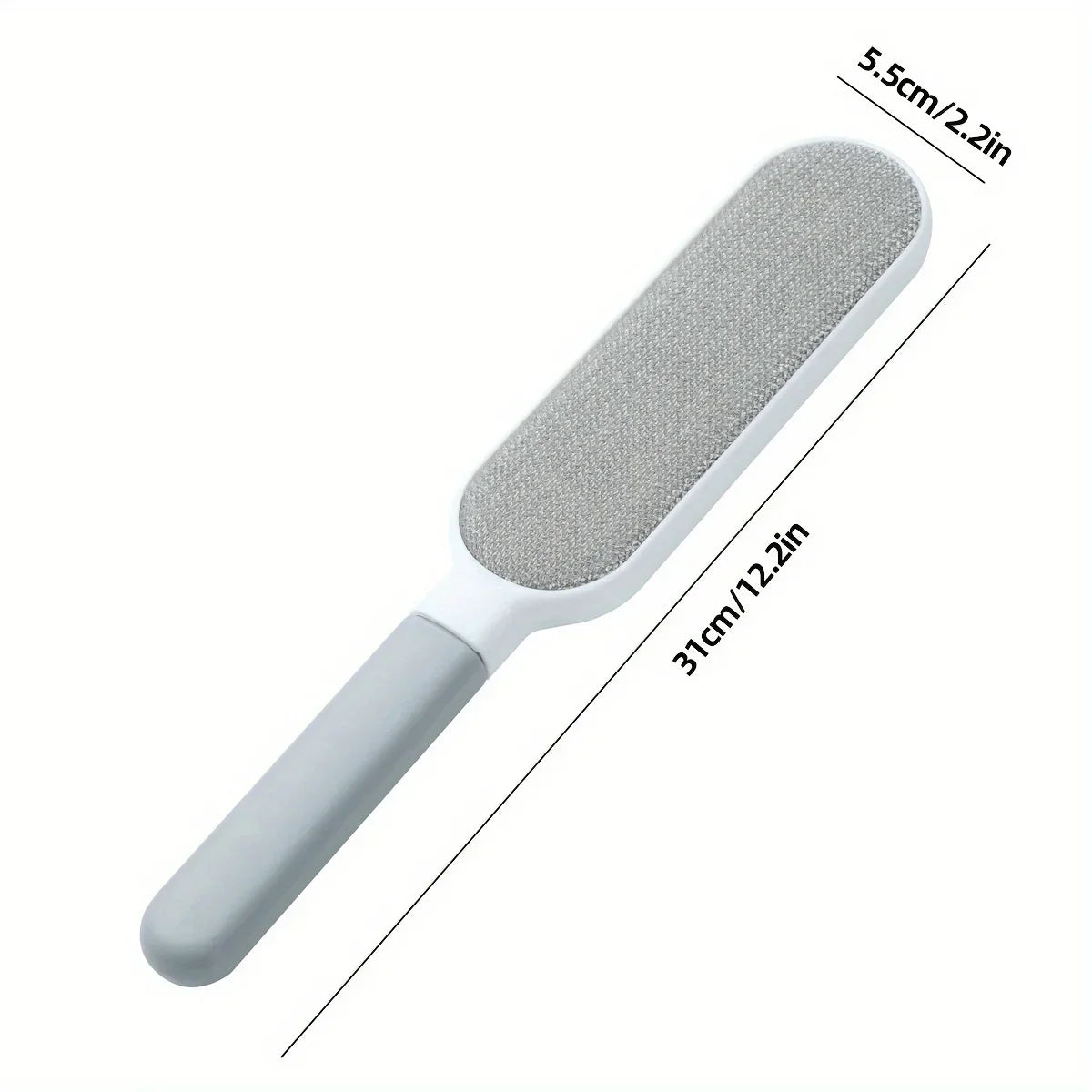 Brosse Nidofé Duo à manche gris, présentée avec les dimensions indiquées de 31 × 5,5 cm.